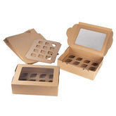 BROWN CUPCAKE BOXES/HOLDERS WITH WINDOW